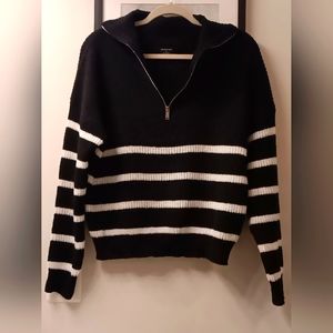 The Work Shop Sweater, Size M, Black and White Stripe